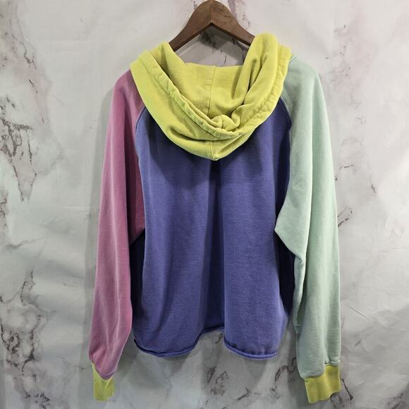 Teddy Fresh Hoodie Mens XL Pink Purple Sweatshirt Colorblock Heavyweight - Picture 5 of 13